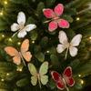 Flocking Artificial Butterfly Clip Gold Powder Christmas Tree Decoration  Xmas New Year