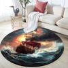 Ship Pattern Round rug,Carpet Rug for Living Room Bedroom Sofa Playroom Decor,Non-slip Floor Mat,Holiday Gifts and Birthday Gifts.