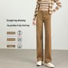 Jeans da Donna Khaki a Vita Alta Gamba Dritta - Stagione Primavera/Autunno 2026 Vestibilità Slim, Stile Americano, Pantaloni Lunghi Larghi Petite
