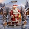 Autumn Winter Men Women Long Sleeved Santa Claus Creative Printed Comfortable Round Neck Casual Loose Hoodie