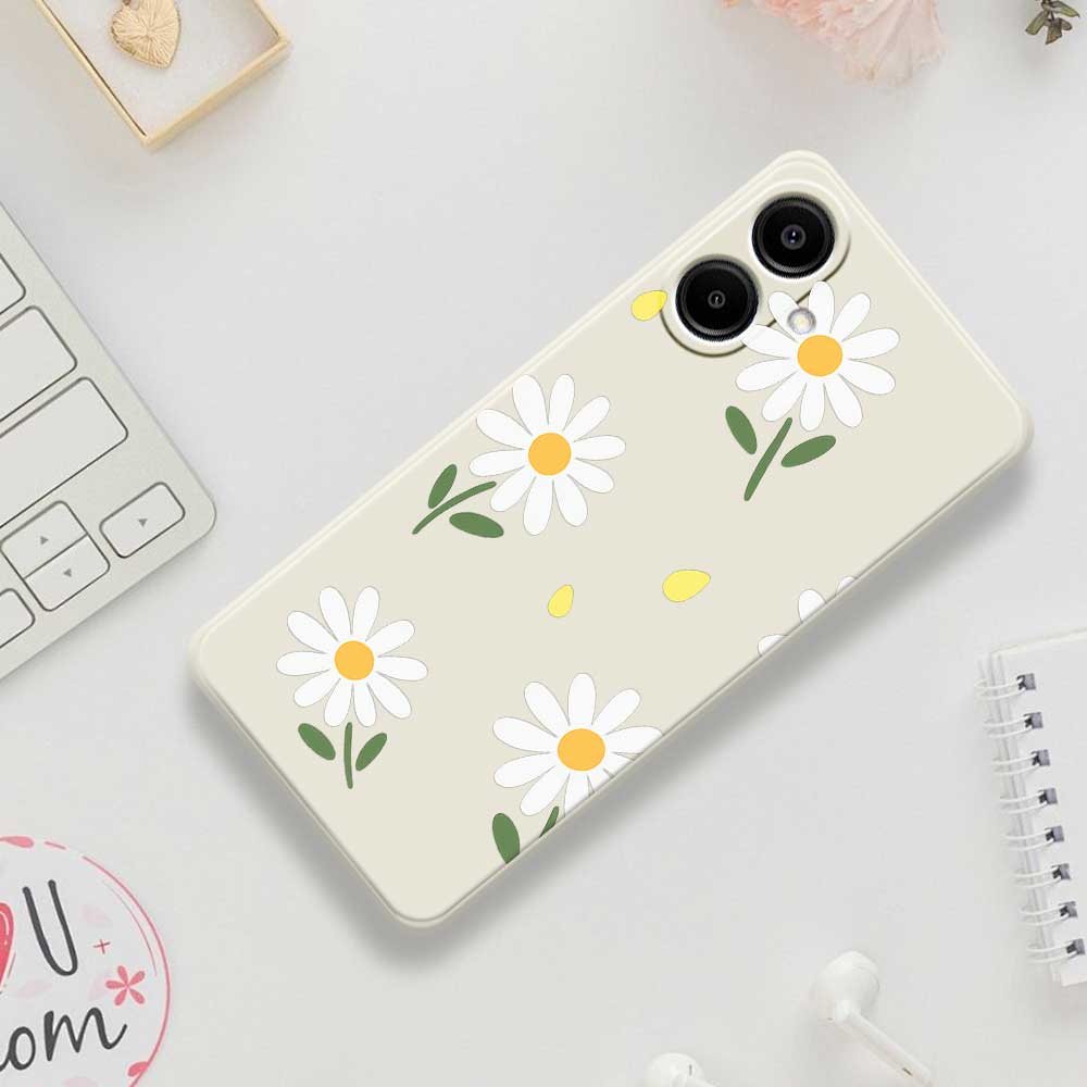 For Samsung Galaxy A07 4G Case Daisy Pattern Printing Straight Edge TPU Phone Back Cover