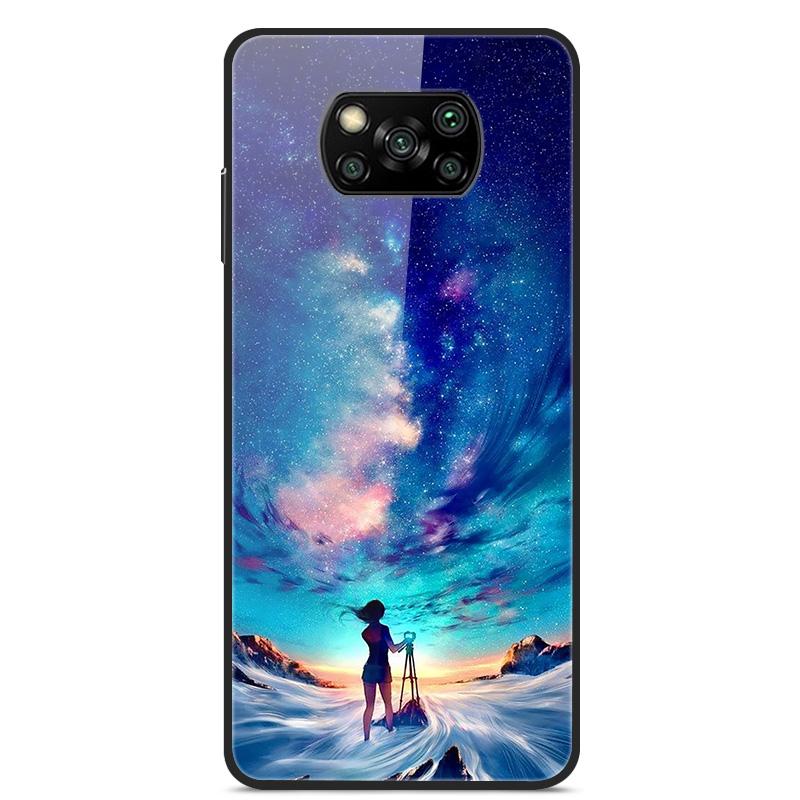 Glass Back Cover For Xiaomi Poco X3 Pro Poco X3 NFC Case Tempered Glass Case For Xiaomi Mi 10T Lite Case Funda POCO X 3 PRO Case
