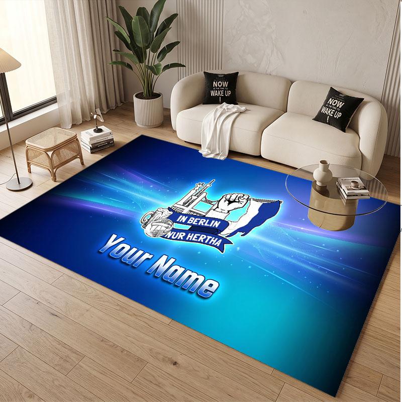 Custom Rug hertha bsc Pattern Print Name Text Soft Non‑Slip Floor Carpet for Home Indoor Decoration