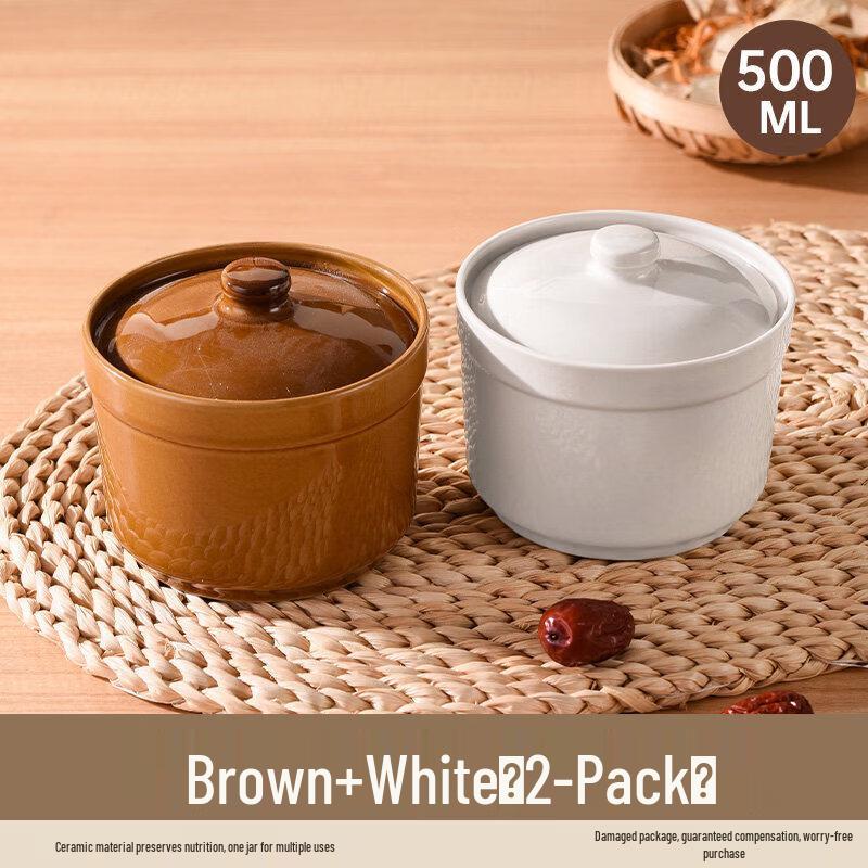 Qiwei Ceramic Single-Serving Double Boiler Stew Pot