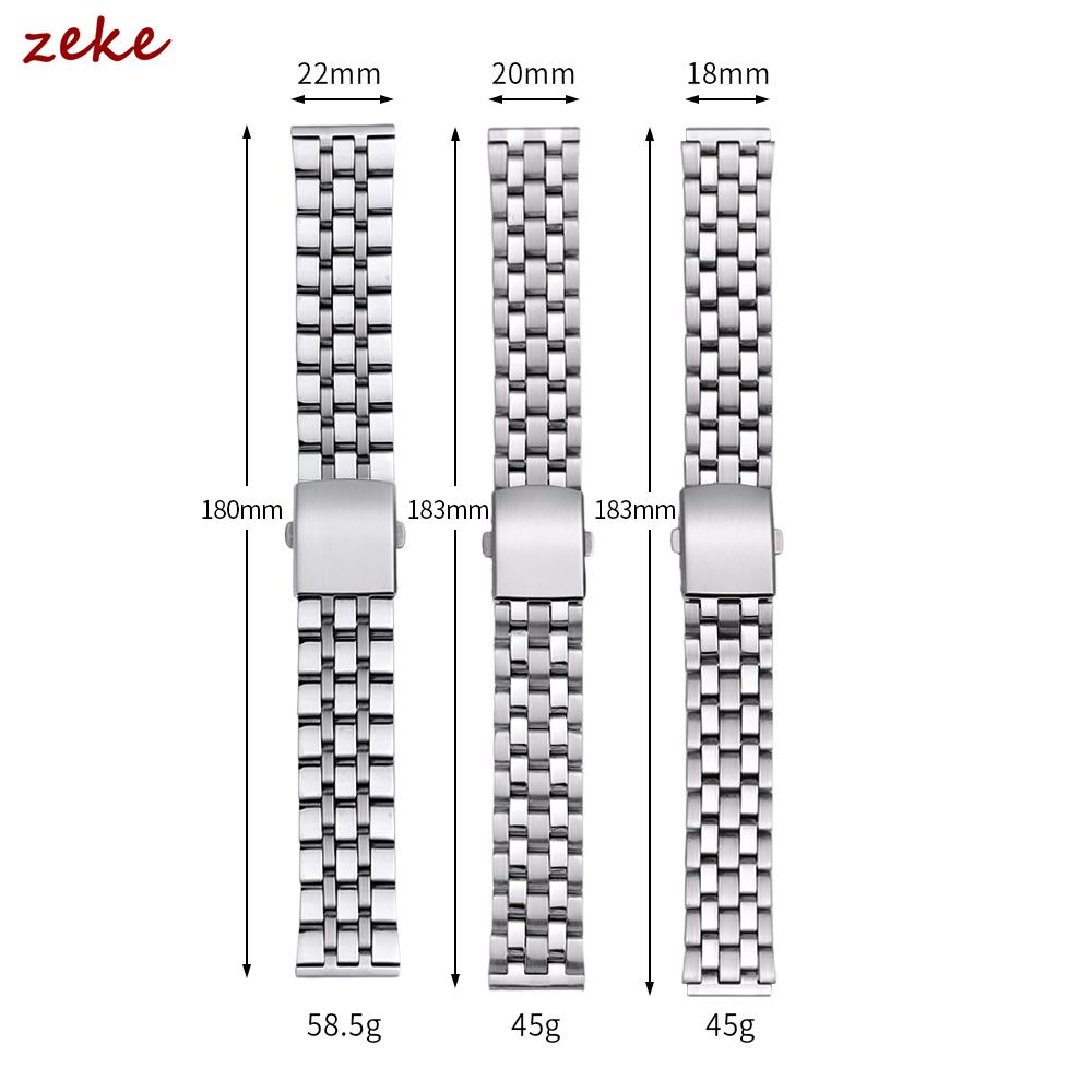 Wristband 18mm 20mm 22mm Stainless Steel Watch Bracelet Double Press Folding Buckle Strap for Men Silver Gold Metal Watch Band