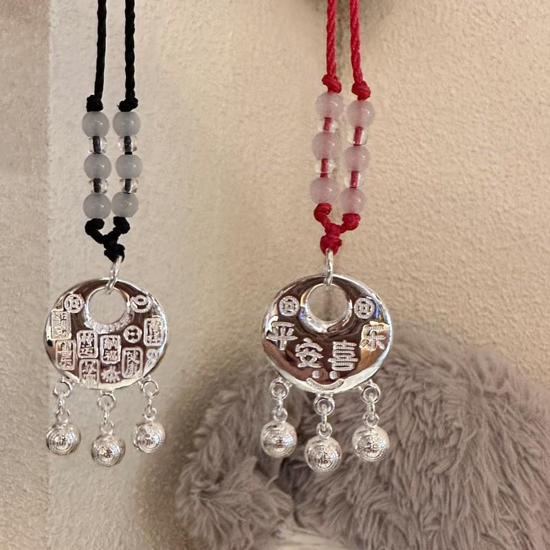 Peace Joy Sterling Silver Ruyi Lock Necklace - Ethnic Style Fashion Jewelry 14g Black Cord
