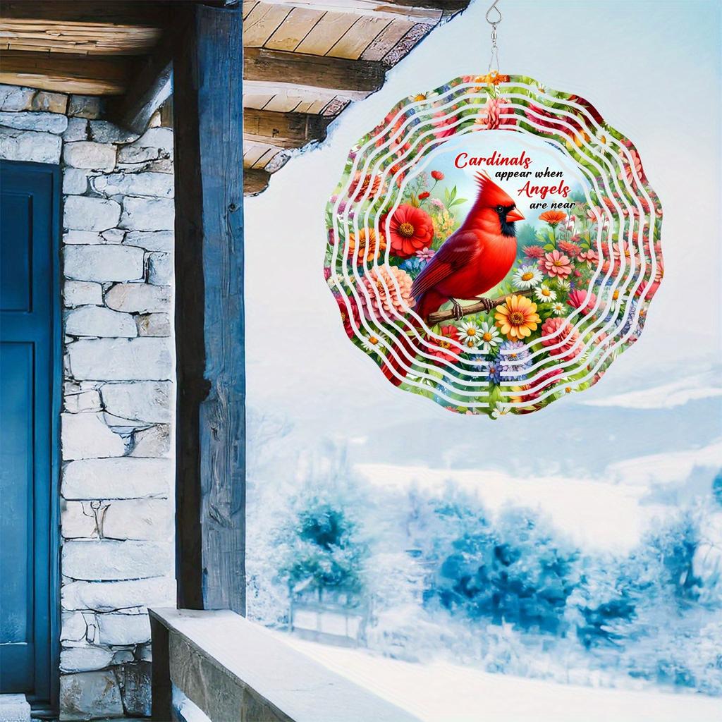 Cardinal Wind Spinner. 3D Metal, No Power Needed. Ideal Garden Decor Gift.