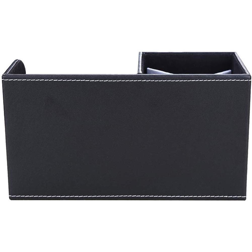 KINGFOM PU-Leder Schreibtisch-Schreibwaren-Organizer mit Aufbewahrung für Fernbedienung und kleine Schubladenbox, Stiftehalter, (Schwarz)