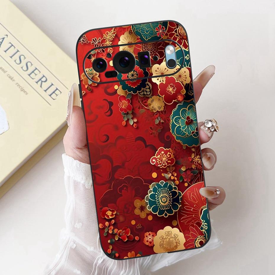 Fashion Painting Phone Case For Google Pixel 9 Pro 9A Black Silicone Soft Cover For Google Pixel9 9A 9Pro Cases Bumpers