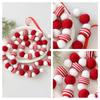 Wool Felt Ball Garland Red White Christmas Decoration Felt Pom Pom Bunting Banner for Fireplace Mantel Xmas Tree Holiday Party