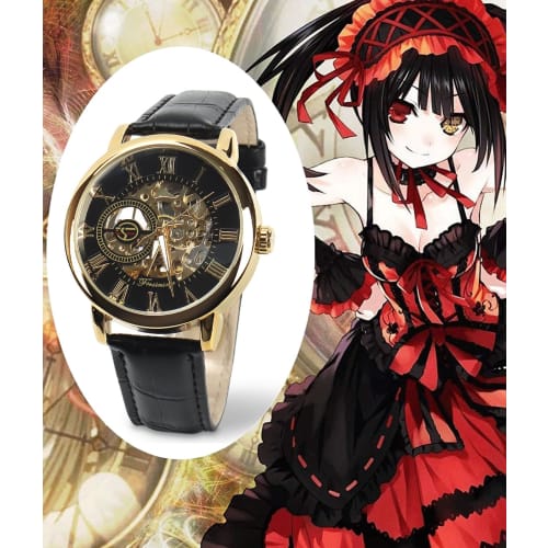 Topsky Mechanical Watch with Roman Numerals for Men and Women, Kurumi Tokisaki, Tokisaki Kokukokutei Cosplay Skeleton Watch (TYPE-A)