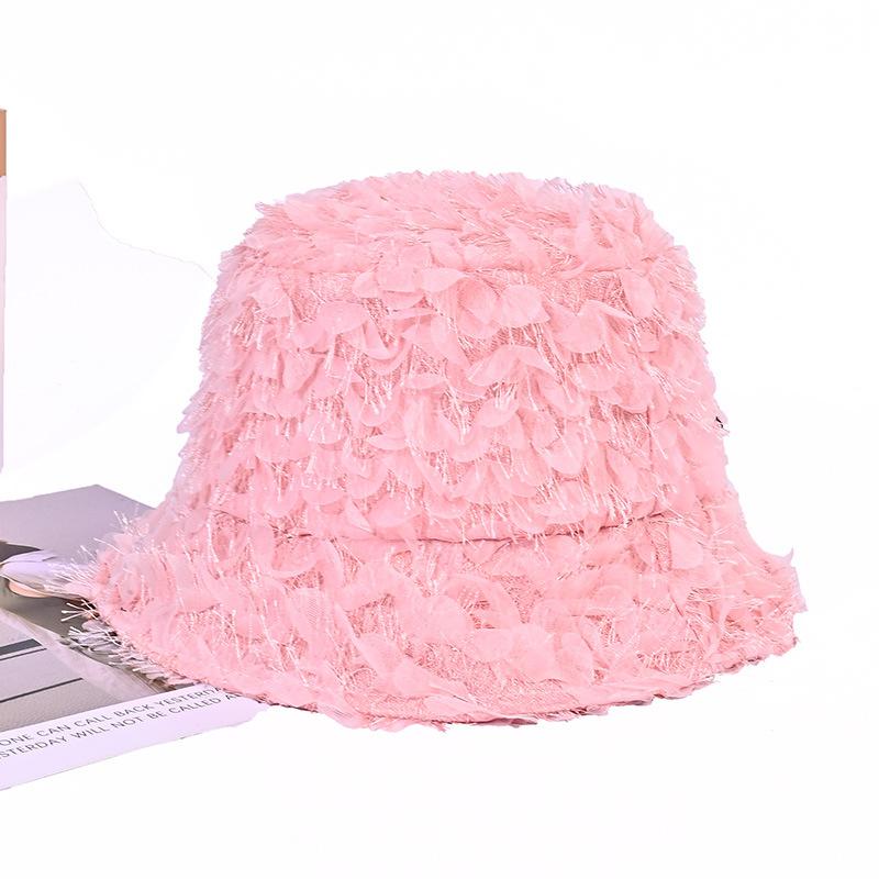 Autumn and Winter Lace Flower Hat for Women Casual and Versatile Fisherman Hat Big Head Circumference Showing Face Small Bucket Hat Japanese Basin Hat