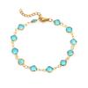 Luxury Sparkling Leaf Chain Candy Color Colorful Elegant Circle Bangles Adjustable Fashion Crystal Sparkling Bracelets Women