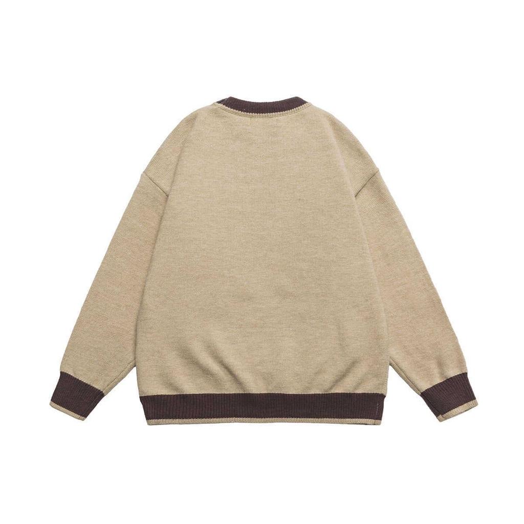 QIYOU 2025 Unisex Retro Patchwork Color Block Sweater - Autumn/Winter Casual Knitwear.