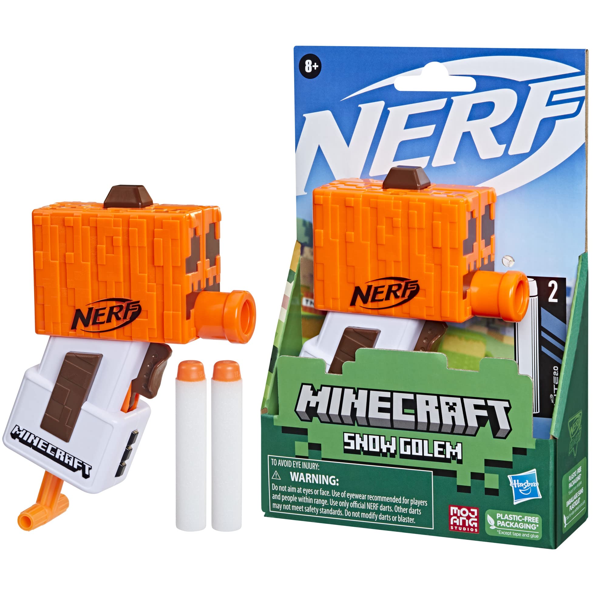 

Hasbro Nerf Microshot Minecraft Снежный Голем Мини Minecraft Снежный Голем Моб 2 Официальный Nerf Elite Включает рукоятку взведения F6132 Аутентичный бластер, оранжевый