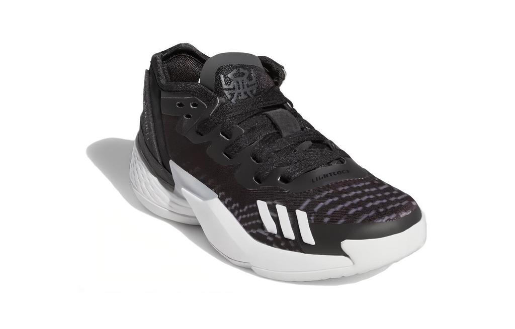 adidas D.O.N. Issue #4 Abrasion Resistant Mid Top Children's Basketball Shoes Black White Children Aged 3 7 Years Old GW9014
