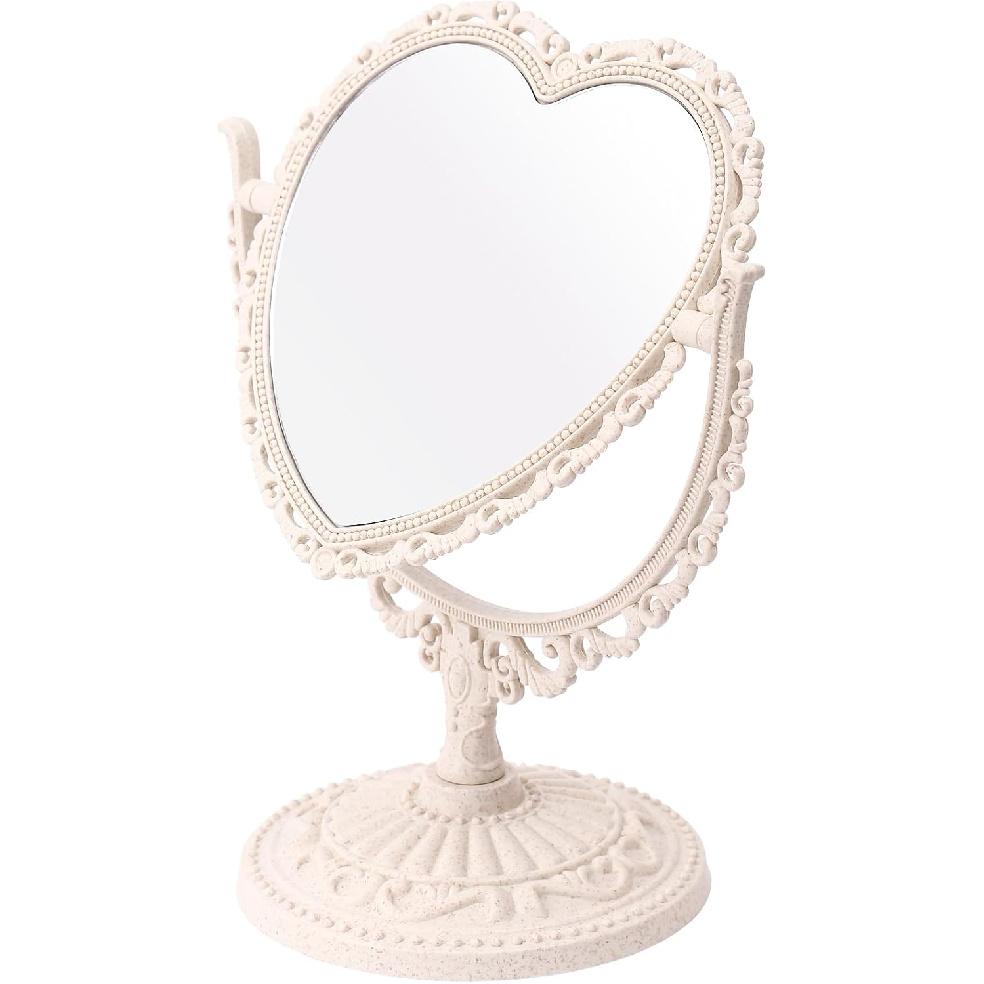Vintage Rotation Table Mirror, Freestanding Tabletop Makeup Mirror, 360° Double Sided Vanity Tabletop Makeup Mirror for Girl Women Bathroom Bedroom
