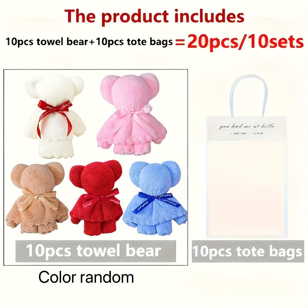 Cuddly Bear Towel Gift Set with Clear Bag - Ideal for Valentine's,Weddings,Birthdays,Christmas Party Favors The Color Is Random