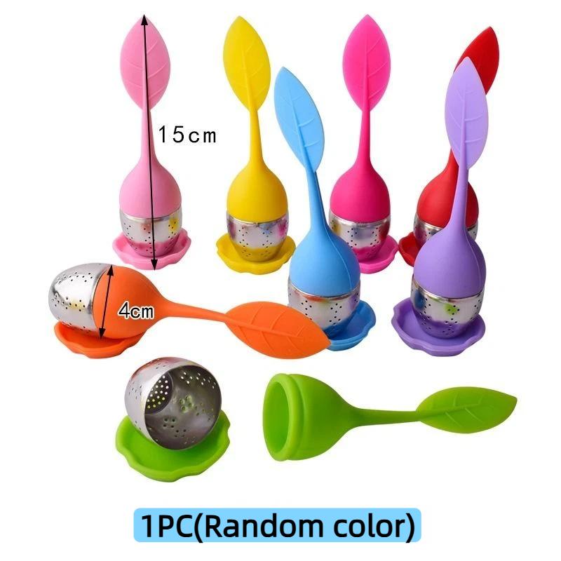 Silicone Loose Leaf Tea Infuser Food Safe Silicone Handle Stainless Steel Filter For Home Office Travel Tea Making