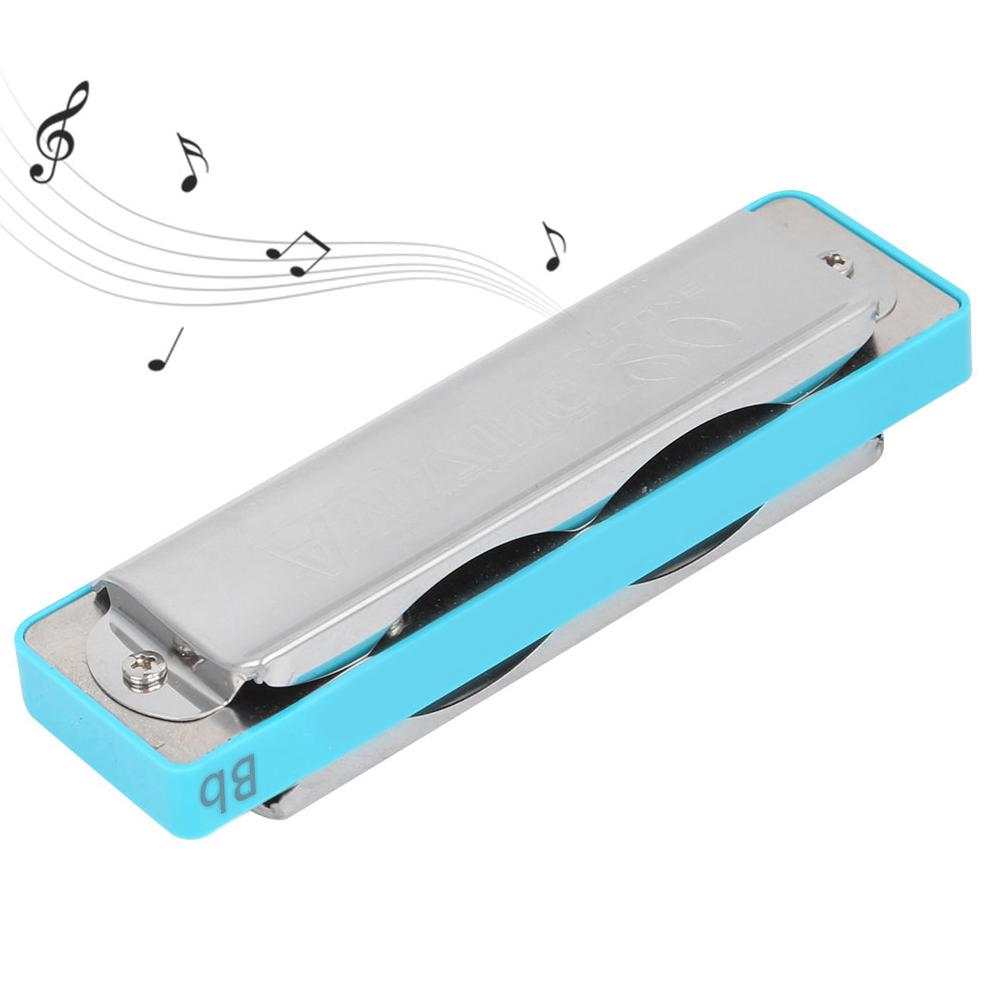 10?Hole Harmonica Blues Bb Key Harp Wind Musical Instrument Beginner Practice AM?20DBlue