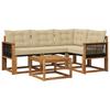 Outdoor Sofa Set with Cushions 5 Pcs Natural and Beige