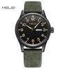 HELEI Sport Men Watch Top Brand Luxury Military Waterproof Male Clock Quartz Business Original Leather Wristwatch Gift 9007AL