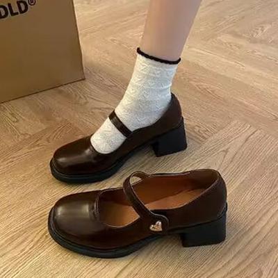 French Thick Heel Versatile Small Leather Shoes Women's British Style Single Shoes Women's 2025 New Spring and Autumn Black Retro Mary Jane Shoes