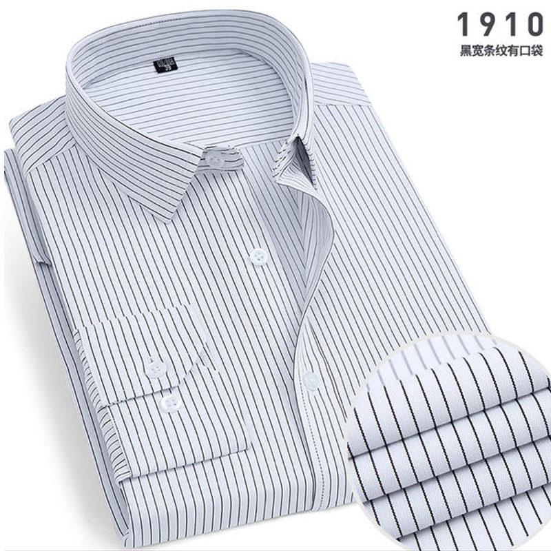 Spring New Men's Striped Long-sleeved Shirt Non-ironing Anti-wrinkle Comfortable Breathable Business Casual Fashion Slim Fit