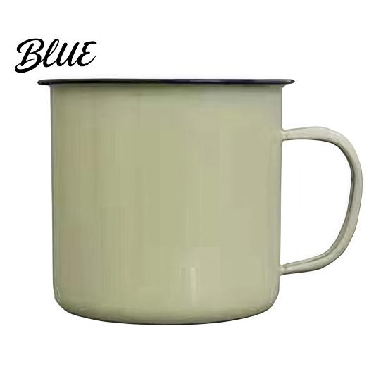 Enamel Coffee Mug Style Kitchenware Handle Color Solid Vintage with Heat Resistant Drinking Cup Durable Portable Tableware for Home