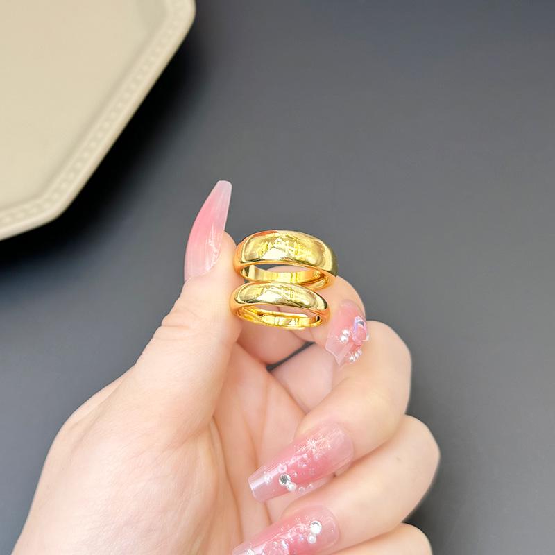 

Вьетнамские песочно-золотые открытые парные кольца: Прочный, не выцветающий, гладкий медный сплав для мужчин и женщин Adjustable Opening