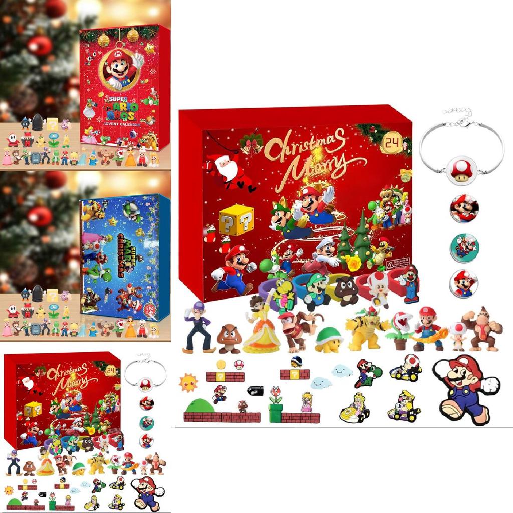 Decorazione Natalizia in Resina di Super Mario con Espositore a 24 Scomparti per Casa, Giardino, Eventi