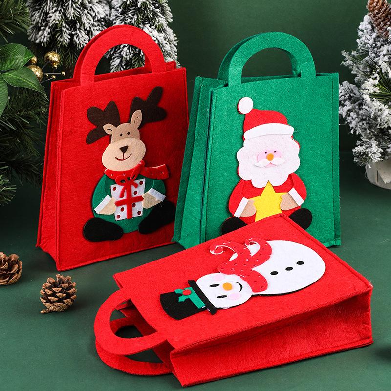 Christmas Bag Reusable Candy Tote Bag Christmas Tote Tote Mini Felt Bag For New Year Kids Present Home Decorations Gift