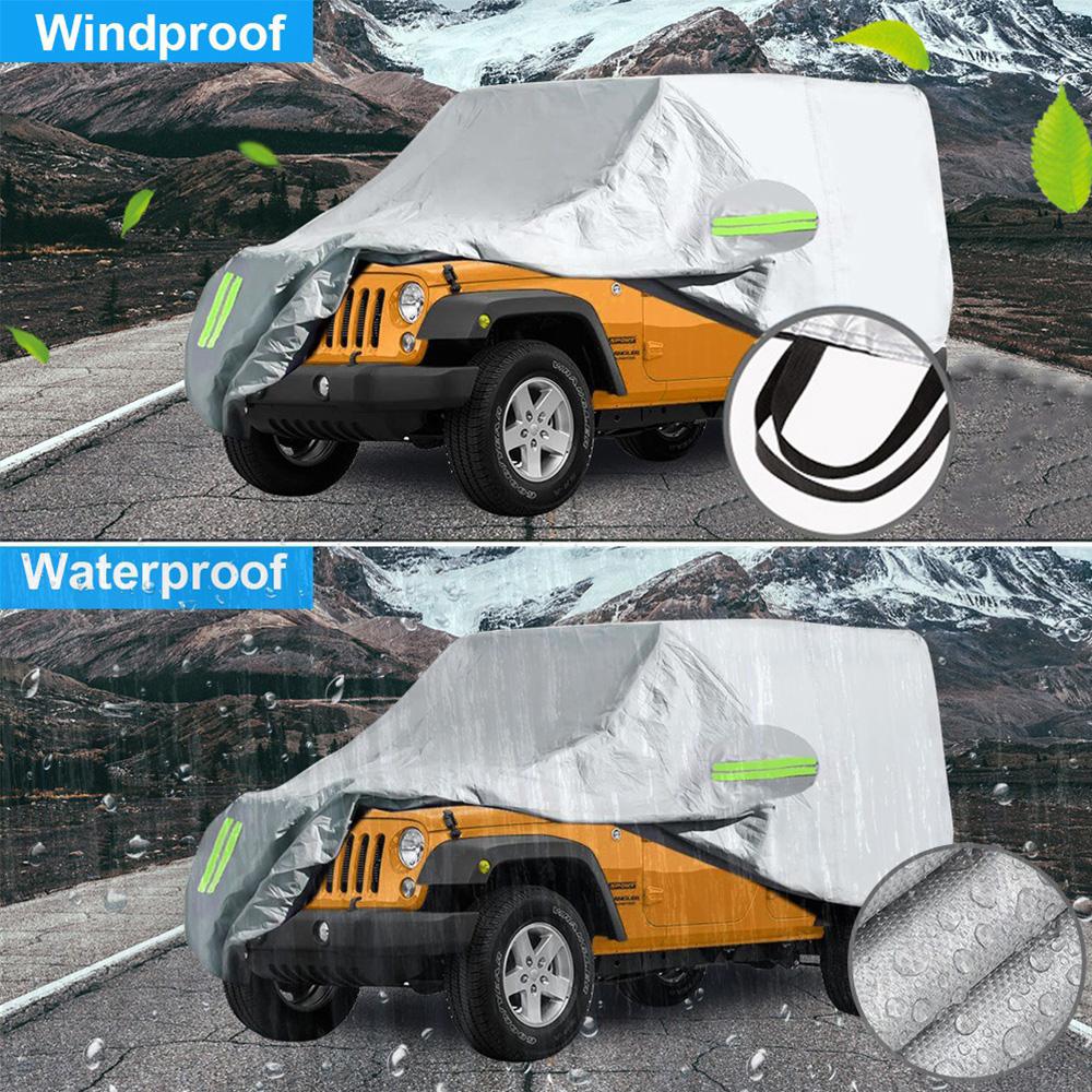210D Waterproof Full Car Cover for JEEP Wrangler JK JL 2-Door / 4-Door 2007-2020 Weather Protection Cover Outdoor Snow Rain Dust