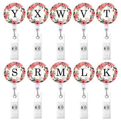 Bobine per badge con lettere inglesi Nome Bobine per badge iniziali Tasca sul petto per personale medico infermiere Porta carte di identità/IC Card da lavoro