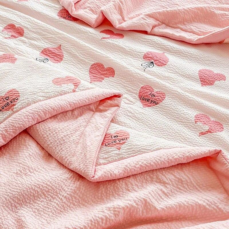 Cute Cartoon Printed Thin Blanket Summer Cooling Air Condition Quilt Single Double Bed Household Lightweight Comforter Bedspread