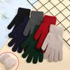 1Pair Simple Knitted Couple Gloves Winter Solid Color Full Finger Mittens Hand