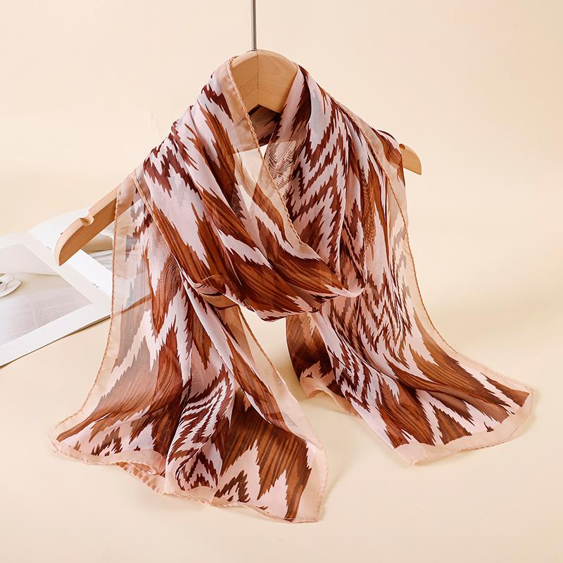 New Fashion Luxury Print Design Women Silk Scarf Shawl Elegant Headscarf Hijabs Chiffon Muslim Wrap Scarves