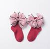 Girls Black Calf Socks Cute Bowknot Pearl Decor Combed Cotton Comfortable Toddler Baby Socks