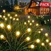 2 Pack Solar Garden Lights - New Upgraded Solar Swaying Light, Sway By Wind, Solar Outdoor Lights High Flexibility Iron Wire & Heavy Bulb Base