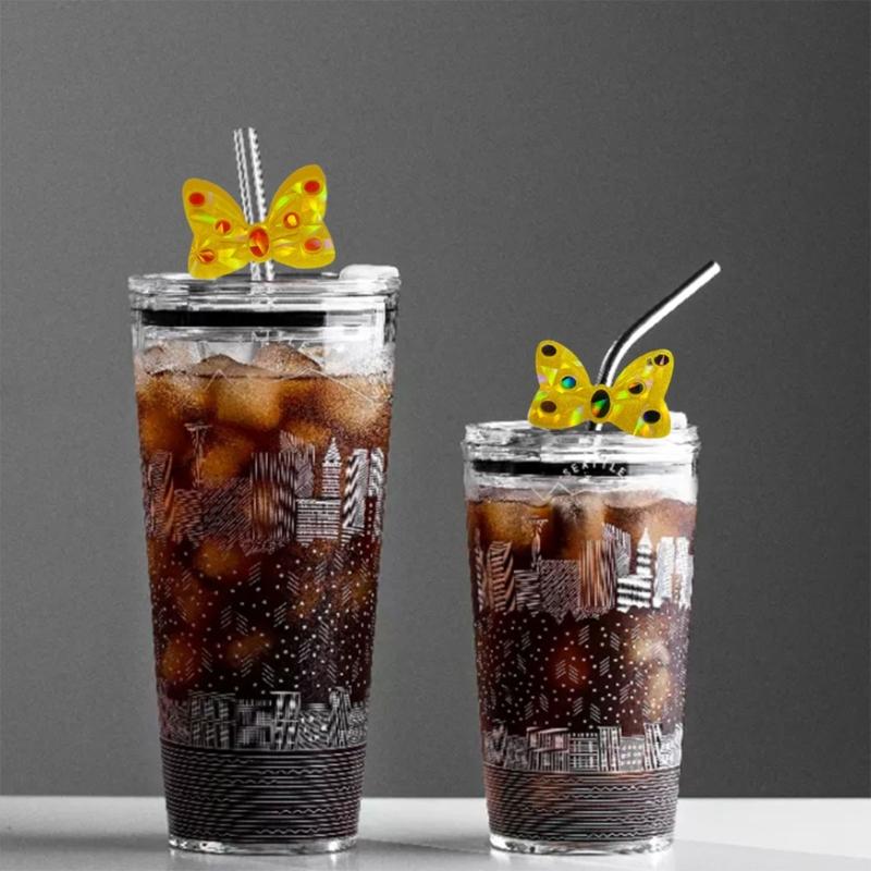 Holographic- Bowknot Straw Topper Silicone Mold Light and Shadow Bow Straw Decoration Mold for Drinks Straw Decor