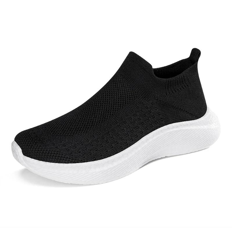 Pantofi sport de bărbați Pantofi sport casual Toamnă Talpă groasă Rezistent la uzură Modă Versatil Negru Alergare Plasă Șosete Pantofi vulcanizați