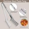 Patelai 2 Pcs Stainless Steel Pasta Spoon with Teeth Large Spaghetti Utensil, 9.4'' Tong and 13.6'' Pasta Fork with Vacuum Handle, Comfortable Grip