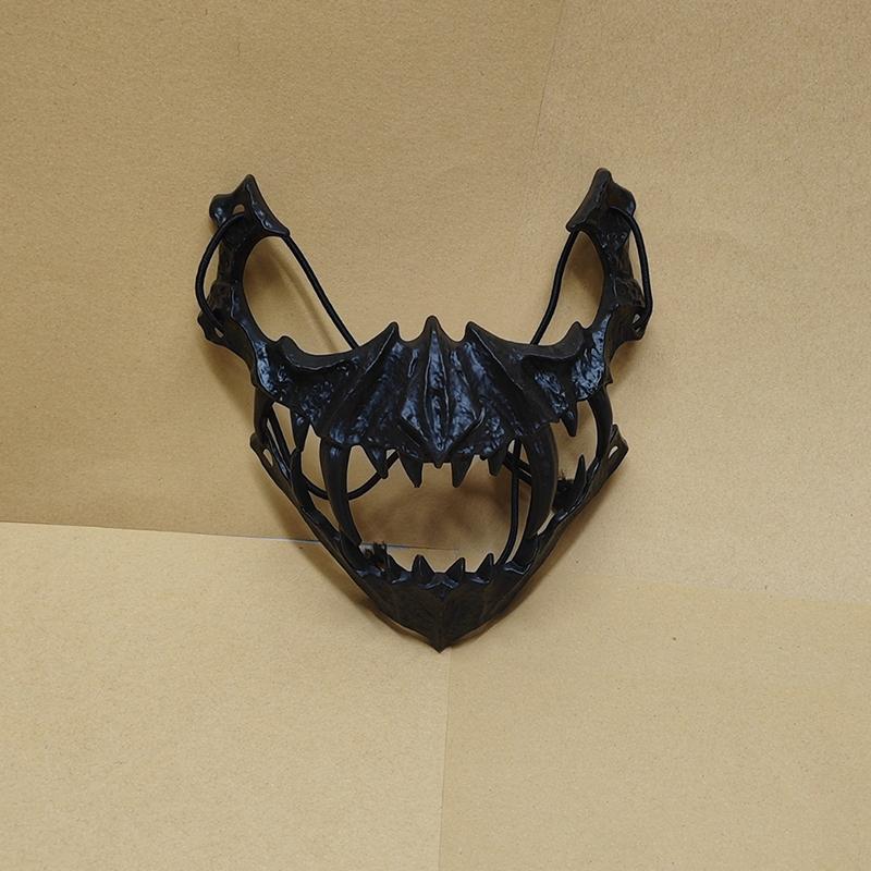 Μάσκα κρανίου πάρτι με μακριά δόντια, δαιμονική σκελετό, μισή μάσκα προσώπου, λύκος, δράκος, τίγρης, μάσκα Houjuu Nue, cosplay, κοστούμια για το Halloween