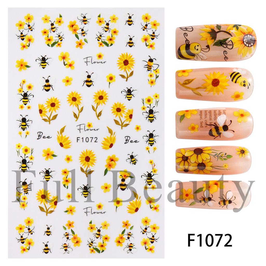 2pcs Autumn Flower Nail Stickers Y2K Butterfly Nail Supplies Nail Decals Cute Bee Fox Stickers For Nails Nail Art Decoration