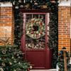Simulation LED Christmas Wreath Front Door Christmas Wreath With Lights Red Berry Xmas Decoration For Window Wall Decors 40cm