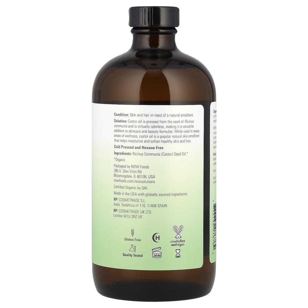 Solutions, Certified Organic Castor Oil, 473 Ml (16 Fl Oz)