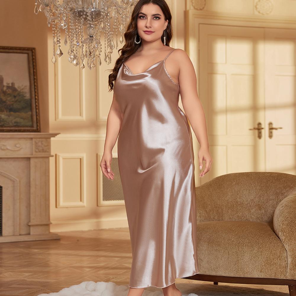 Summer Women Halter Nightgown Plus Size Sexy Dress Loose Casual Homewear Thin Fashion Print Sleepwear Home Dresses