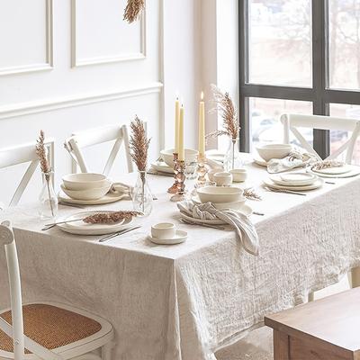 Tovaglie per la casa in stile Crema Francese, per Feste di Matrimonio, Tovaglie per Tavolo da Cucina per le Feste, Tovaglie Beige con Morbida Texture Pieghettata