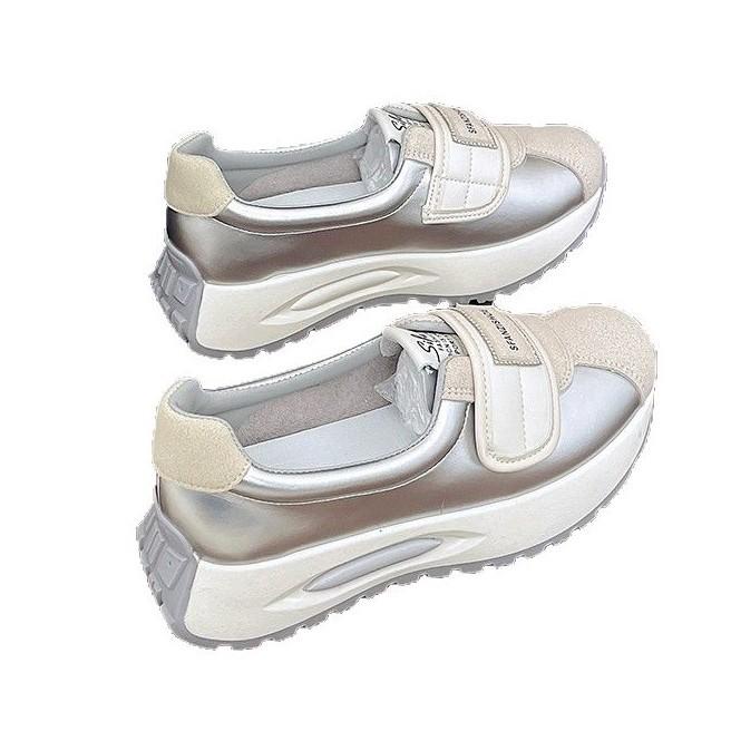 Thick-soled Heightening Single Shoes Women's Spring 2025 New Heightening Breathable Velcro Sports and Leisure Shoes Nis Versatile