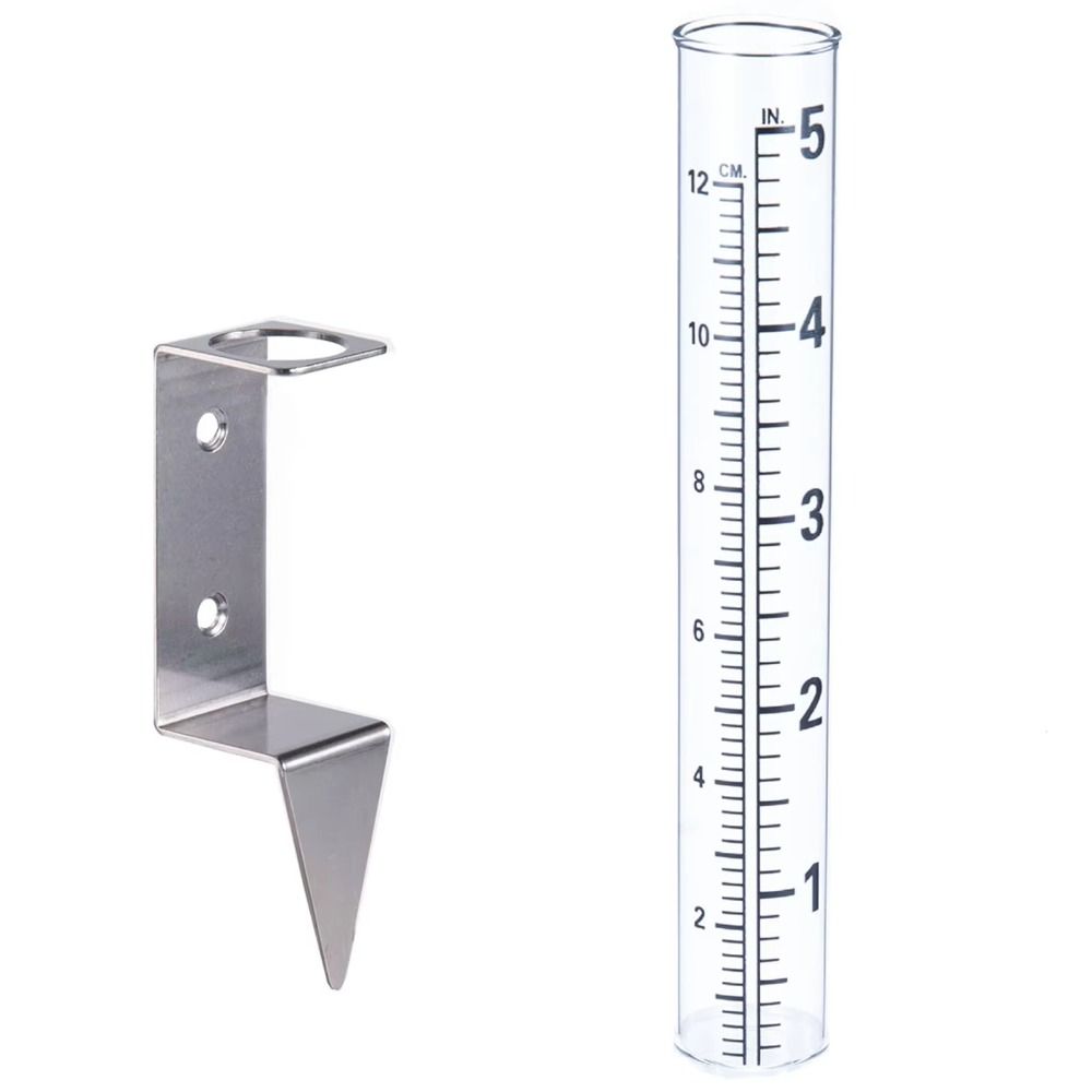 2 in1 Mounting Rack Glass Rain Gauge Easy To Read Garden Moisture Meter  Garden Monitoring